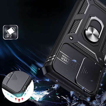 Armor Case for Samsung Galaxy S21 FE with Alogy Camshield Stand Ring Duty Black Camera Cover