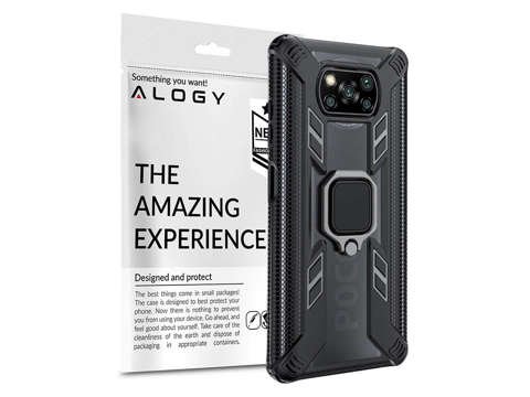 Armored case Alogy Ring Carbon Holder for Xiaomi Poco X3 NFC Glass