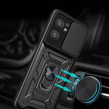 Armored case with a camera cover Alogy Camshield Stand Ring for Oppo Reno 7 5G black