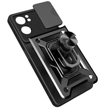 Armored case with a camera cover Alogy Camshield Stand Ring for Oppo Reno 7 5G black Glass