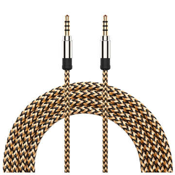 Audio cable 2x Mini Jack - Jack 3.5mm long AUX cable Strong braid 1.5m Gold