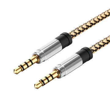 Audio cable 2x Mini Jack - Jack 3.5mm long AUX cable Strong braid 1.5m Gold