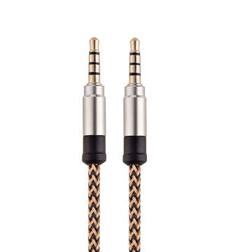 Audio cable 2x Mini Jack - Jack 3.5mm long AUX cable Strong braid 1.5m Gold