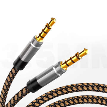 Audio cable 2x Mini Jack - Jack 3.5mm long AUX cable Strong braid 1.5m Gold