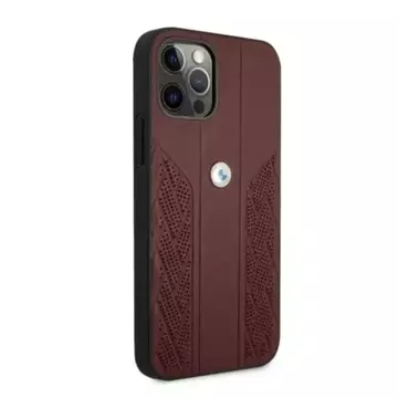 BMW BMHCP12LRSPPR phone case for Apple iPhone 12 Pro Max 6.7" red/red hardcase Leather Curve Perforate