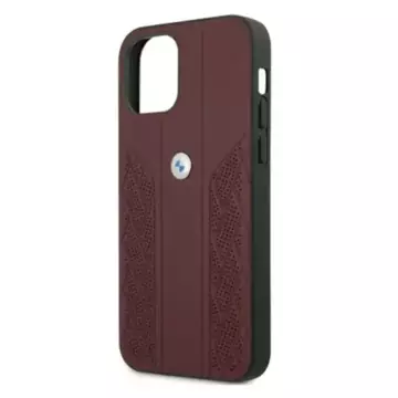 BMW BMHCP12LRSPPR phone case for Apple iPhone 12 Pro Max 6.7" red/red hardcase Leather Curve Perforate