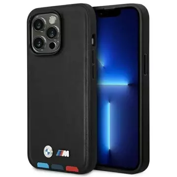 BMW BMHCP14L22PTDK Phone Case for Apple iPhone 14 Pro 6.1" black/black Leather Stamp Tricolor