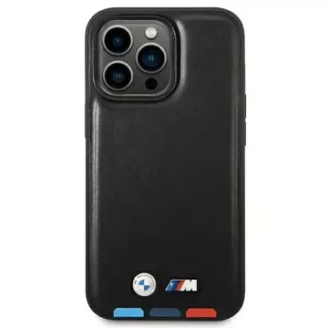 BMW BMHCP14L22PTDK Phone Case for Apple iPhone 14 Pro 6.1" black/black Leather Stamp Tricolor