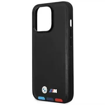BMW BMHCP14L22PTDK Phone Case for Apple iPhone 14 Pro 6.1" black/black Leather Stamp Tricolor