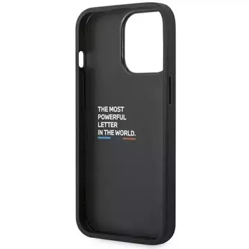 BMW BMHCP14L22PTDK Phone Case for Apple iPhone 14 Pro 6.1" black/black Leather Stamp Tricolor