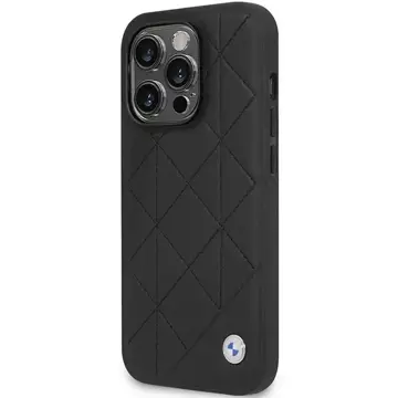 BMW BMHCP14L22RQDK Phone Case for Apple iPhone 14 Pro 6.1" black/black Leather Quilted