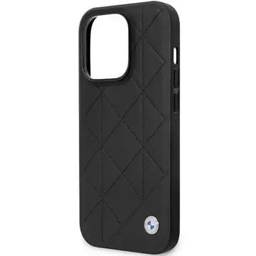 BMW BMHCP14L22RQDK Phone Case for Apple iPhone 14 Pro 6.1" black/black Leather Quilted