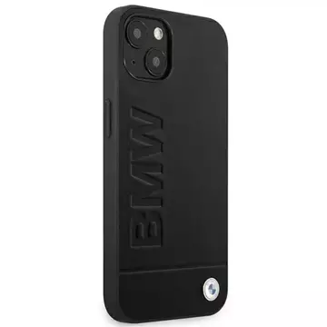 BMW BMHCP14SSLLBK Phone Case for Apple iPhone 14 6.1" black/black Leather Stamp