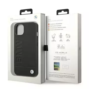 BMW BMHCP14SSLLBK Phone Case for Apple iPhone 14 6.1" black/black Leather Stamp