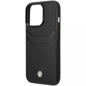 BMW BMHCP14X22RSEPK Phone Case for Apple iPhone 14 Pro Max 6.7" black/black Leather Card Slot