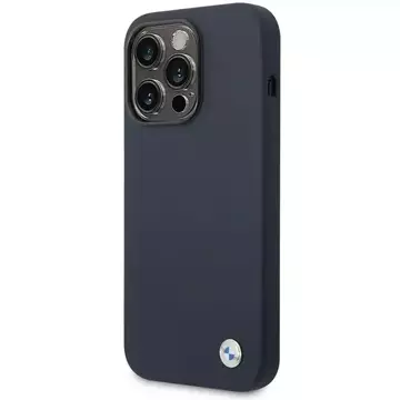 BMW BMHMP14LSILNA Phone Case for Apple iPhone 14 Pro 6.1" navy blue/navy Silicone Metal Logo MagSafe