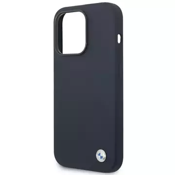 BMW BMHMP14LSILNA Phone Case for Apple iPhone 14 Pro 6.1" navy blue/navy Silicone Metal Logo MagSafe