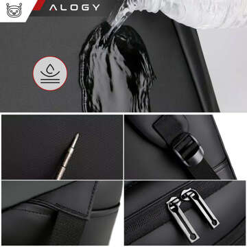 Backpack Laptop Bag 15.6 inch Men's Women's Large USB Airplane Suitcase Unisex 42x30x10cm Alogy Waterproof Black