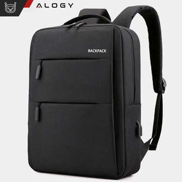 Backpack laptop bag 15.6" large waterproof with USB port Unisex 44x34x13cm for plane Alogy Backpack Black