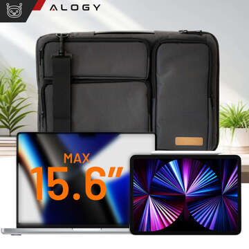 Bag Case Sleeve for MacBook Air/Pro, Laptop, Tablet 15.6" Alogy with Shoulder Strap Black