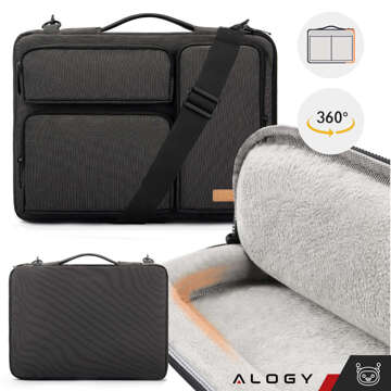 Bag Case Sleeve for MacBook Air/Pro, Laptop, Tablet 15.6" Alogy with Shoulder Strap Black