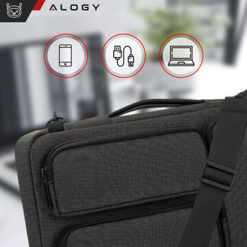 Bag Case Sleeve for MacBook Air/Pro, Laptop, Tablet 15.6" Alogy with Shoulder Strap Black