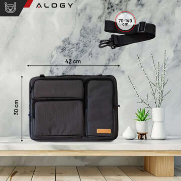 Bag Case Sleeve for MacBook Air/Pro, Laptop, Tablet 15.6" Alogy with Shoulder Strap Black