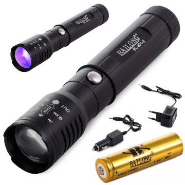Bailong zoom CREE XP-E Q5 UV LED tactical flashlight