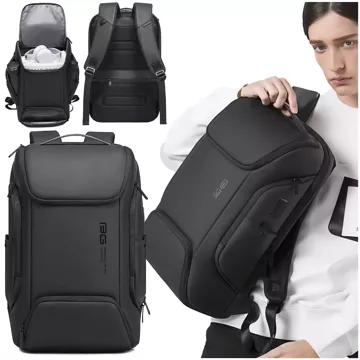 Bange Waterproof Backpack Laptop Bag 15.6" City Travel 47x30x15 cm for Work School Plane Men's Women's with USB Port Black