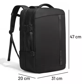 Bange Waterproof Backpack Laptop Bag 15.6" Travel 47x31x20 cm for Work School Plane Men's Women's with USB Port Black