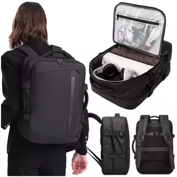 Bange Waterproof Backpack Laptop Bag 15.6" Travel 47x31x20 cm for Work School Plane Men's Women's with USB Port Black