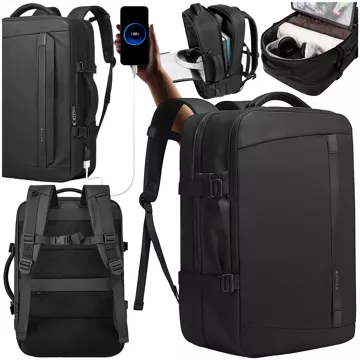 Bange Waterproof Backpack Laptop Bag 15.6" Travel 47x31x20 cm for Work School Plane Men's Women's with USB Port Black