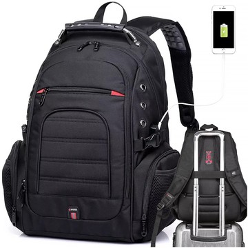 Bange Waterproof Backpack Laptop Bag 15" City Travel 48x35x23 cm for Work School Plane Men's Women's USB Black