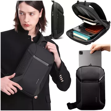 Bange Waterproof Backpack One Shoulder Bag for Tablet 11" Travel Accessories 36x20.5x10.5 cm for Work School Airplane Men's Women's Black