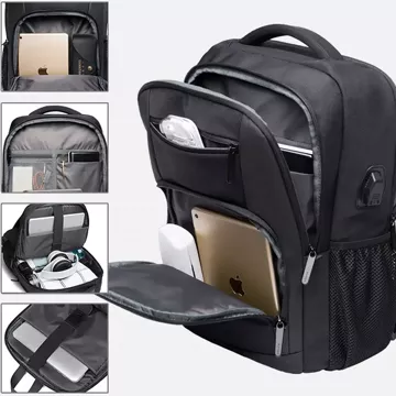 Bange Waterproof Backpack for Laptop 15.6" City Travel 45x30x16 cm for Work Airplane Men's Women's with USB Port Black