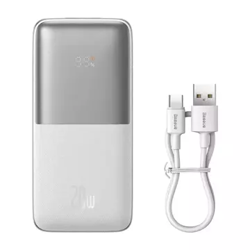 Baseus Bipow Pro Power Bank 10000mAh, 2xUSB, USB-C, 20W (white)