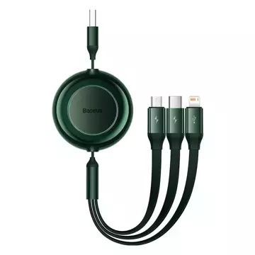 Baseus Bright Mirror 2 3in1 USB cable, micro USB / Lightning / USB-C, flat, 3.5A, 1.1m (green)