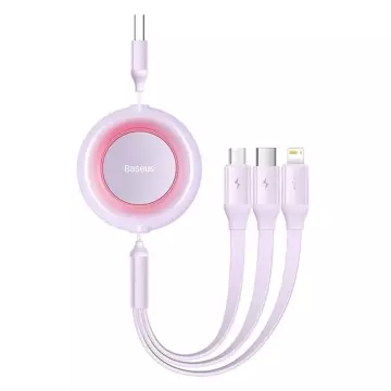 Baseus Bright Mirror 2 3in1 USB cable, micro USB / Lightning / USB-C, flat, 3.5A, 1.1m (purple)