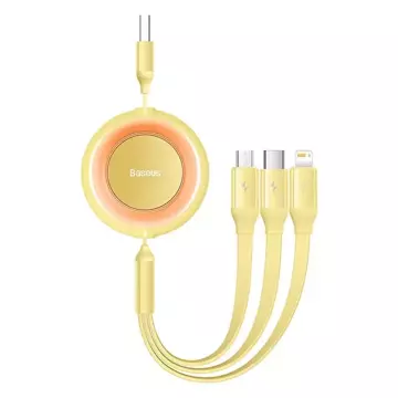 Baseus Bright Mirror 2 3in1 USB cable, micro USB / Lightning / USB-C, flat, 3.5A, 1.1m (yellow)