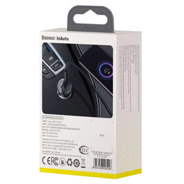 Baseus Circular Metal USB USB-C PD QC4.0 5A 30W car charger black