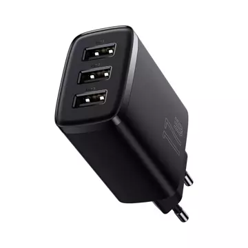 Baseus Compact 3x USB Type A 17W Wall Charger Black