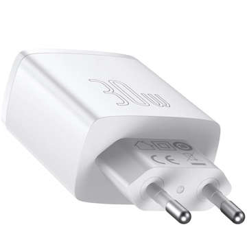 Baseus Compact Quick Charger 2xUSB USB-C PD QC 3.0 3A 30W Wall Charger White