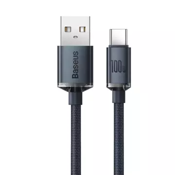 Baseus Crystal Shine Series cable USB cable for fast charging and data transfer USB Type A - USB Type C 100W 1.2m black (CAJY000401)