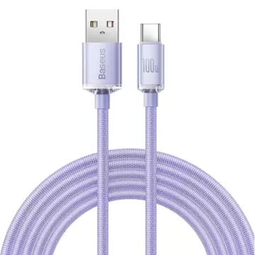 Baseus Crystal Shine Series cable USB cable for fast charging and data transfer USB Type A - USB Type C 100W 2m purple (CAJY000505)