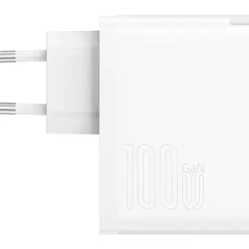 Baseus GaN5 Pro fast universal wall charger GaN USB Type C / USB 100W PD3.0, QC4.0 , AFC white (CCGP090202)