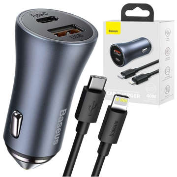 Baseus Golden Contactor Pro USB TYPE-C QC4.0 PD 40W car charger USB-C cable 1m