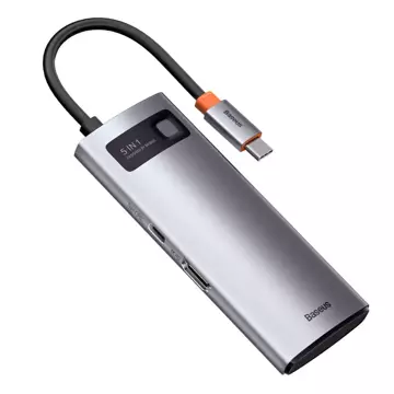Baseus Metal Gleam Series multifunctional USB HUB 5in1 USB Type C PD 100W HDMI gray (WKWG020013)