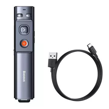 Baseus Orange Dot multifunctional presentation remote control with green laser pointer, rechargeable (gray)