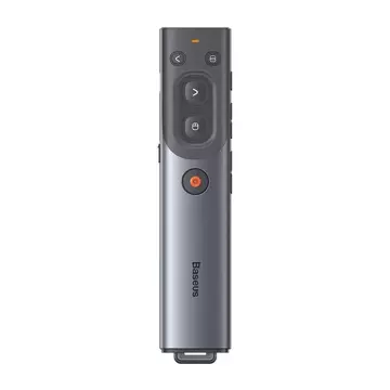 Baseus Orange Dot multifunctional remote control for presentation, with red laser pointer, rechargeable (gray)