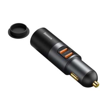 Baseus Share Together Fast car charger with cigarette lighter socket, 2x USB, 120W (gray)